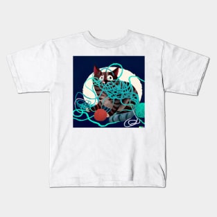 Cat Design- Entangled messy cat Kids T-Shirt